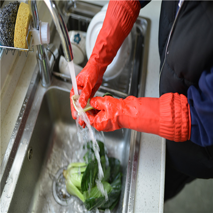 Latex Rubber Dishwashing Gloves , Long Sleeve Cleaning Gloves Non Toxic