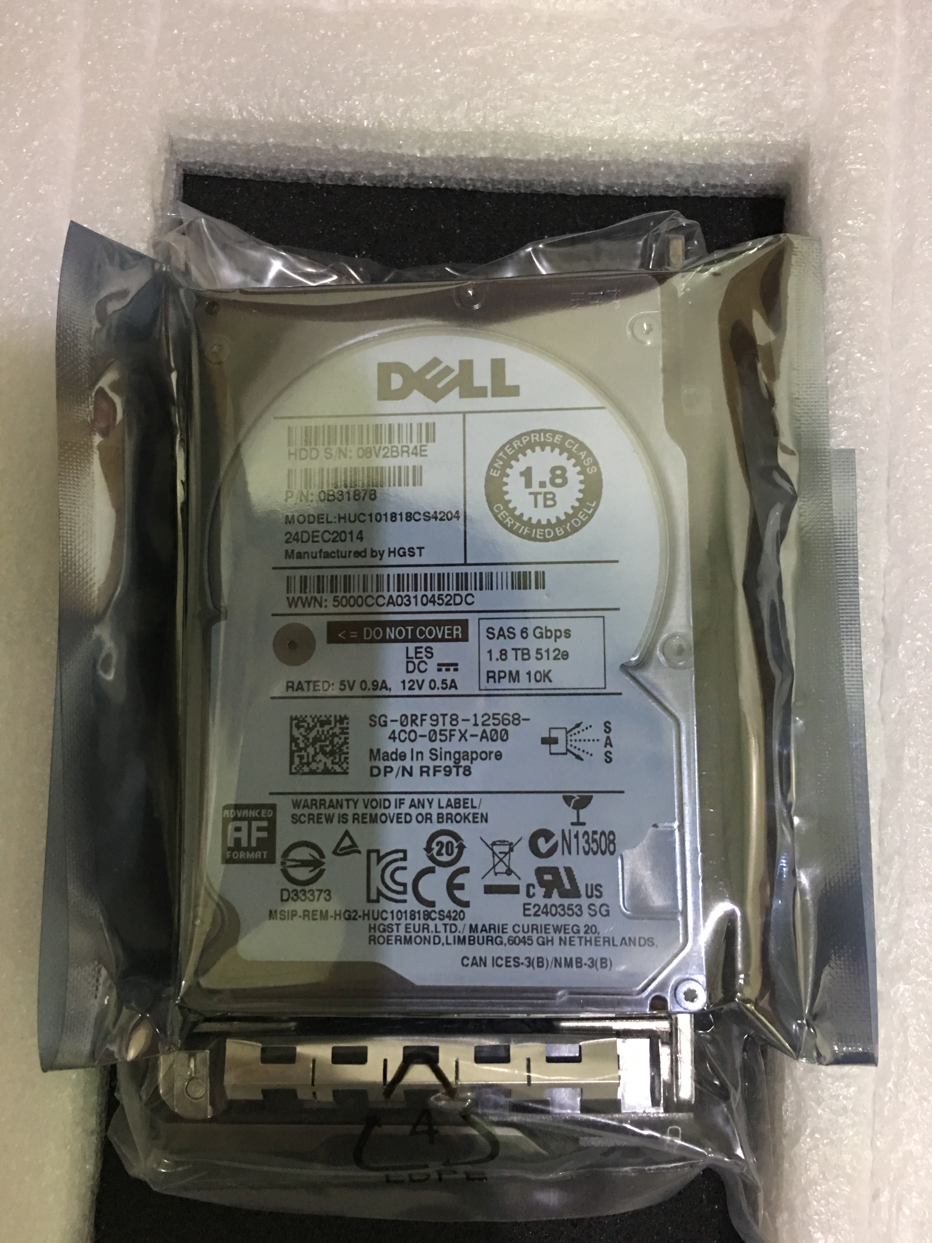 Stock HGST 0B31878 RF9T8 HUC101818CS4204 1.8TB 10000RPM 1.8TB 10K SAS 2.5 6GB Hard Drives 1.8TB
