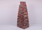 Rectangle Printing Xmas Gift Packaging / 10ct Christmas Nesting Boxes Multi