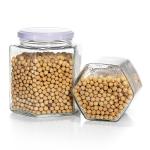 Hexagonal Pickle Glass Pasta Jars Square Food Glass Storage Jars 16Oz