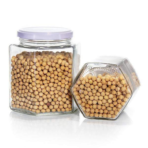 Buy cheap Hexagonal Pickle Glass Pasta Jars Square Food Glass Storage Jars 16Oz from wholesalers