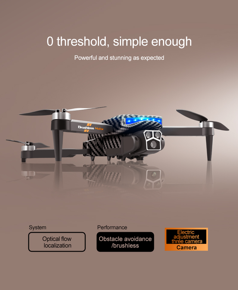 12mins Flight Time Hand Control Carbon Fiber Black Drone with Optical Flow Altitude Hold and 4k 360 Degree Rolling Stunt
