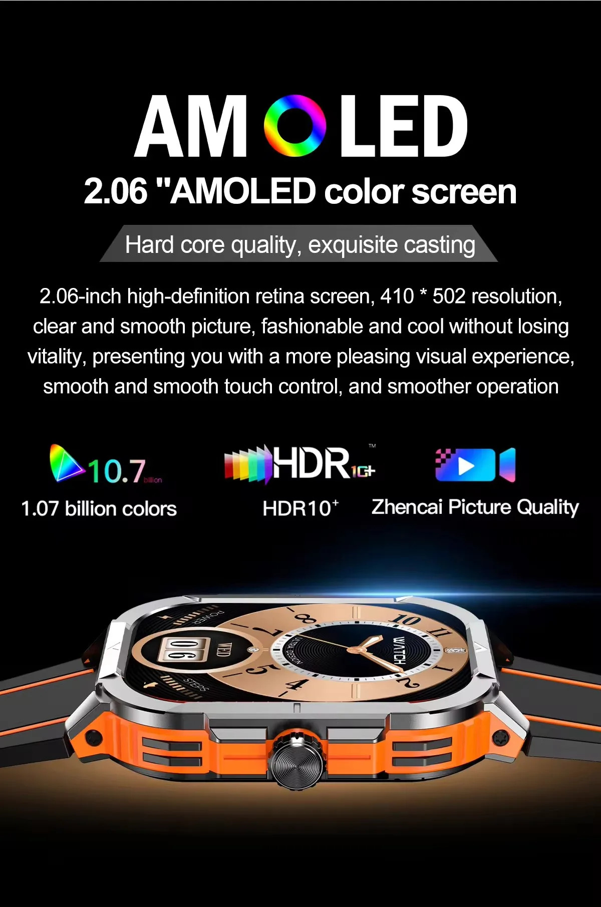 HK56 2.06Inch Rugged Smartwatch 42mm Amoled Retina Screen