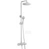 Buy cheap Round Dual Shower Head Wall Mounted Chrome Stainless Steel Bath Bathroom Thermostatic Rain Shower Set from wholesalers