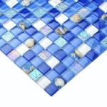 Beach Blue White Sea Glass Mosaic Tile Sheets , Mosaic Border Tiles For Balcony