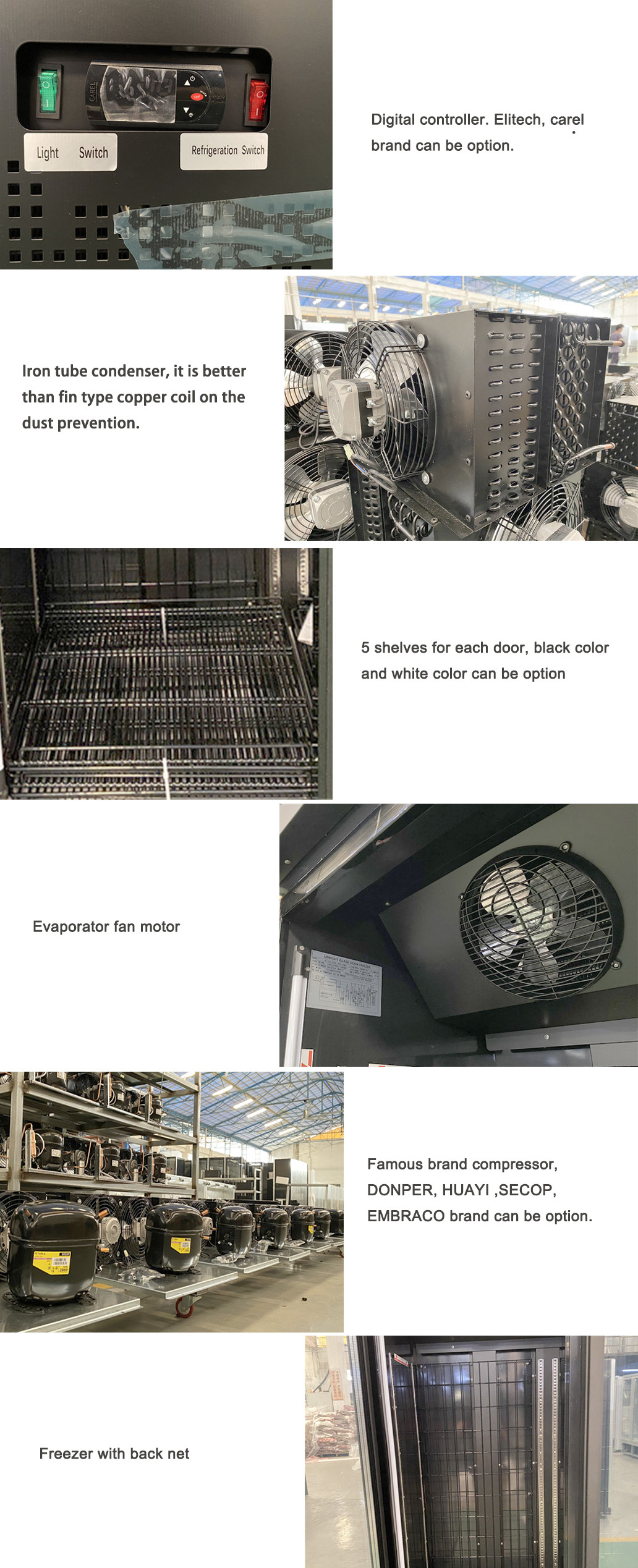 Fridge High Efficiency Upright Freezer Glass Door Showcase