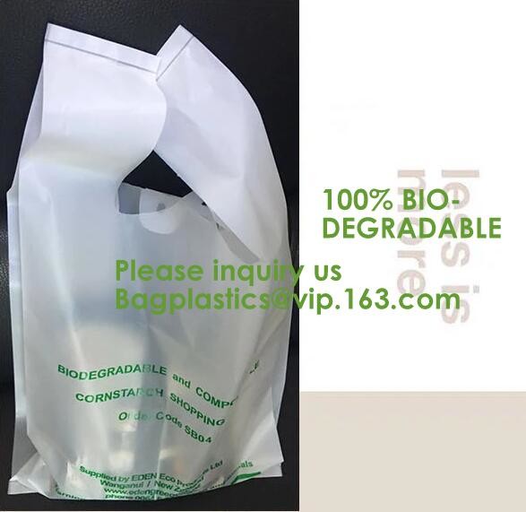 100% Eco-friendly Material Certified PLA Compostable Bag,Corn Starch T Shirt Bag Meet EN13432 BPI Biodegradable And Comp