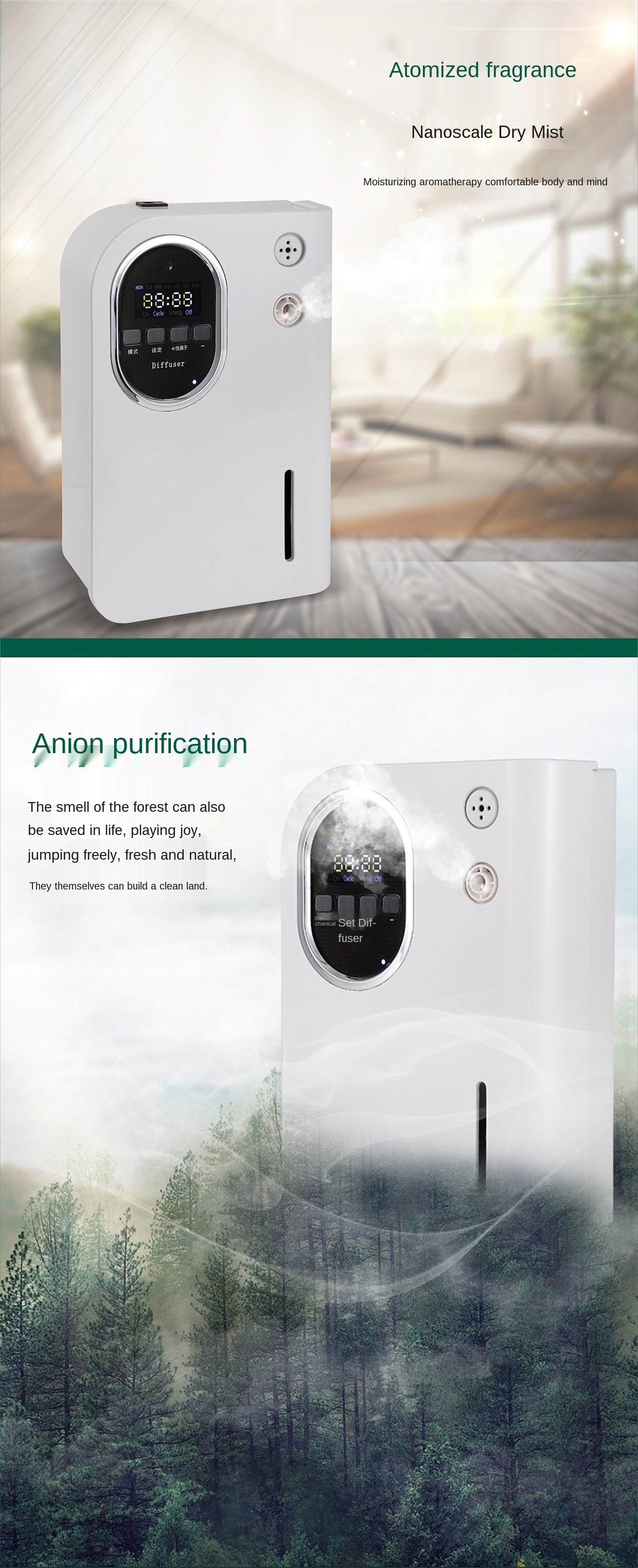 HOMEFISH Wall Mounted Scent Diffuser Machine 160ml 34kpa