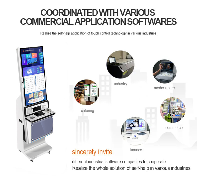Self-Service Kiosk Touch Screen Industrial Lcd Screen Ticket Multifunction Self Service Report Collect Terminal Kiosk
