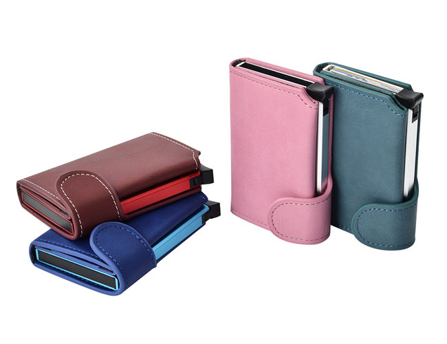 PU Leather Money Clip Wallet And Credit Card Holder Rfid Blocking Customized