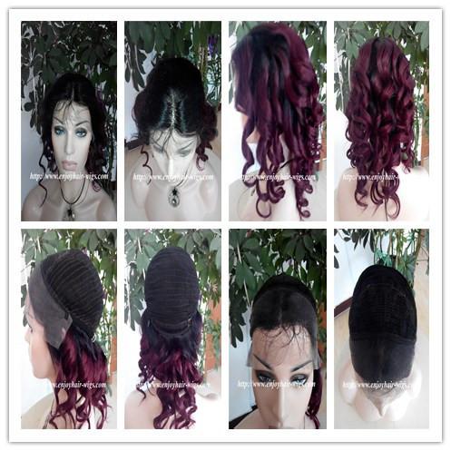 Buy cheap 100% Human hair lace front wig indian remy hair,120%-180% density,T1b#/99j color. from wholesalers