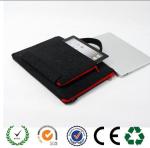 2016 latest design red zipper dark grey felt laptop bag with handles