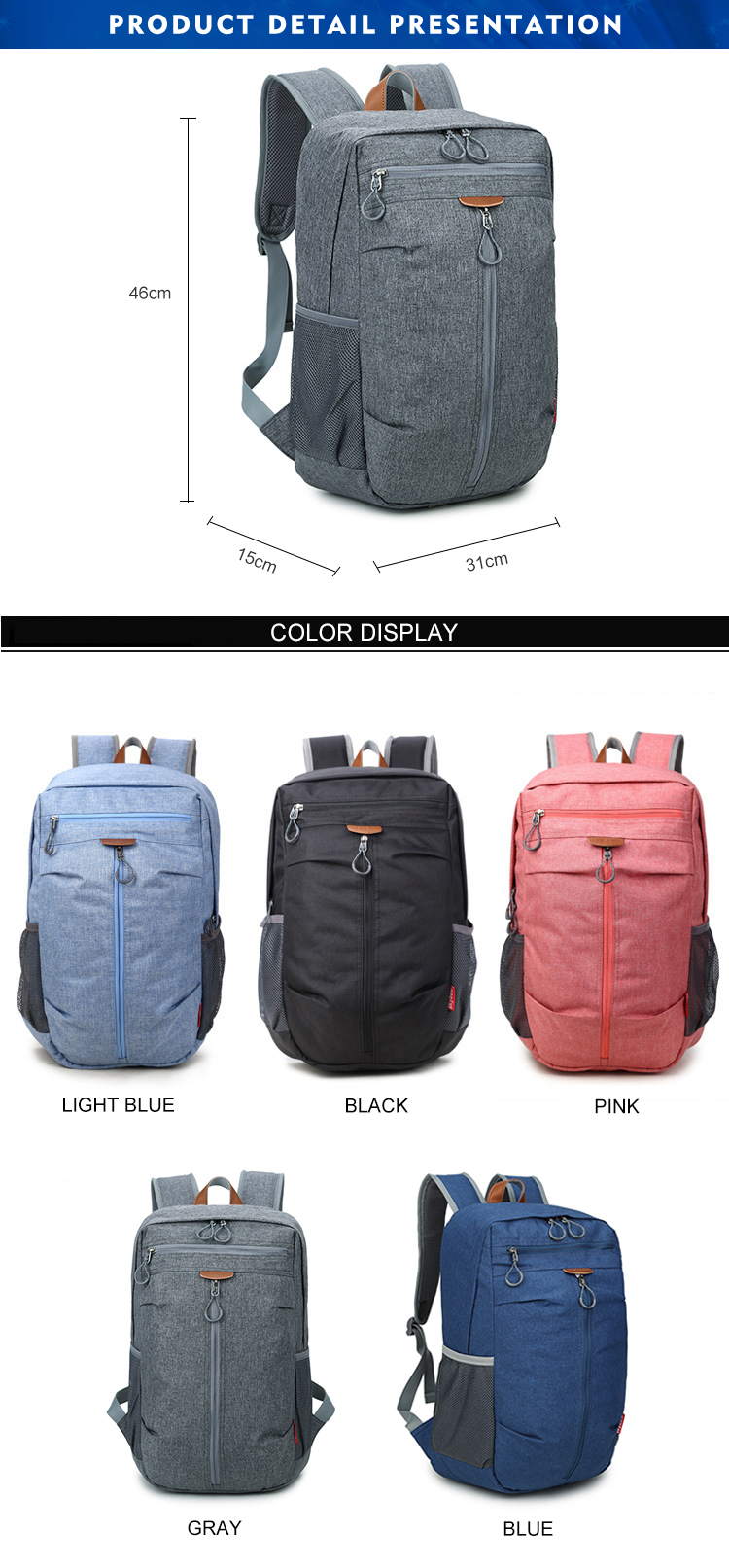 Oxford Outdoor Travel Modern Mens Backpack 17 Inch Interior Zipper Pocket