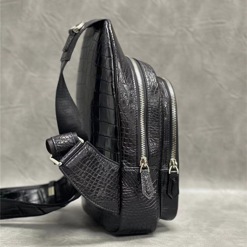 Exotic Crocodile Skin Men's Chest Bag Authentic Genuine Alligator Leather Male Messenger Bag Crossbody Shoulder Bag