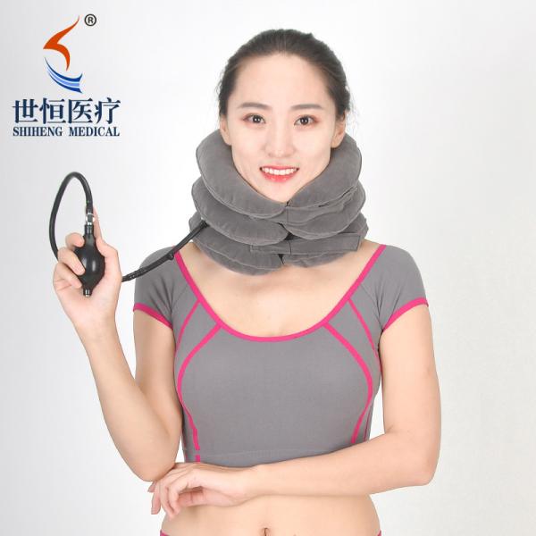 Fast selling soft flannel cervical traction free size neck brace four color