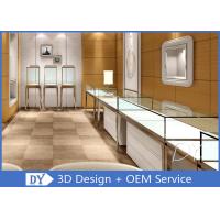 Buy cheap Brush Gold Stainless Steel Jewelry Counter Design With Wood Cabinet product