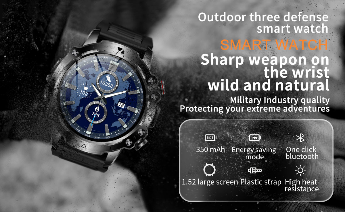 1.43 Inch HD Hiking Smart Watch GPS Tracker IP68 Waterproof Oem