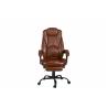 Buy cheap PU Brown Leather Reclining Office Chair With Footrest Retractable Reducing Tension from wholesalers