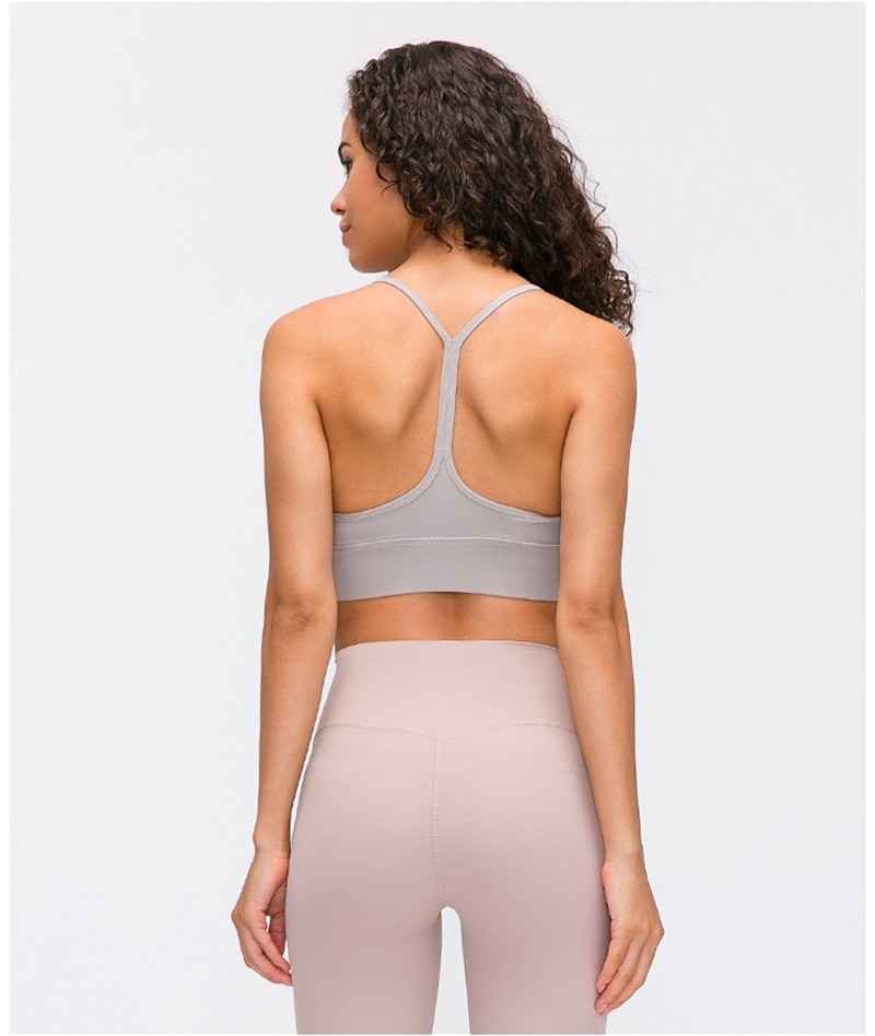 Flow Y Back Solid Color Sports Bra Pro Skin Widened Hem For Running Yoga Gym