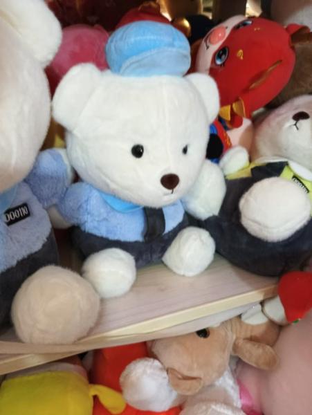 Buy cheap Plush toys stuffed animals bear with hat blue cloth holiday gifts cute cartoon toys from wholesalers