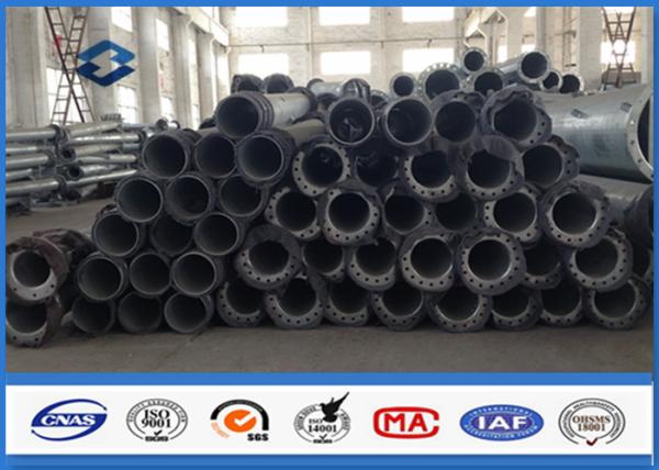 Straight steel power pole Round Shape 10 - 550KV , metal utility poles AAA
