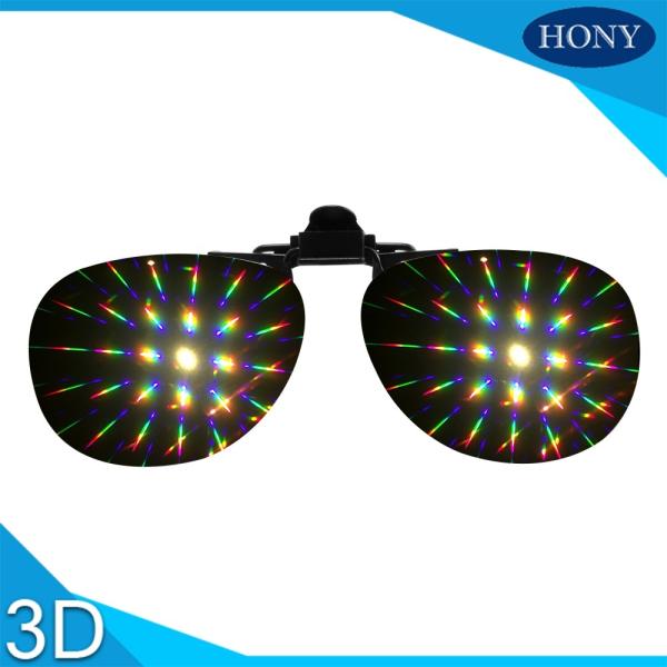 Plastic Clip On Diffraction Glasses 13500 Lines Fireworks Eyewear For Christmas