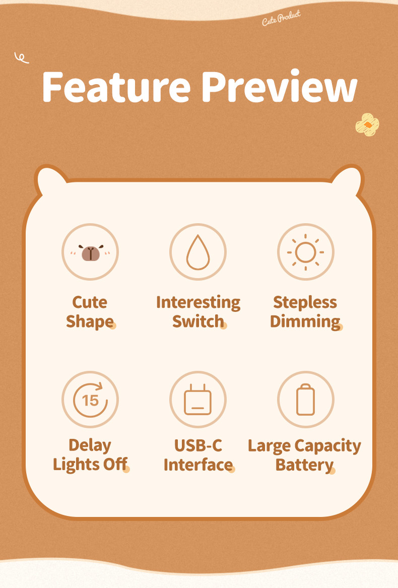Wholesale Capybara Night Light Cute Animal Night Lamp Snottybara Silicone Touch Lights Decor Portable Rechargeable For Kids
