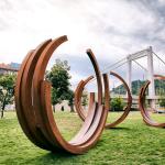 Modern Abstract Ring Rustic Abstract Corten Steel Sculpture Large Metal Statues