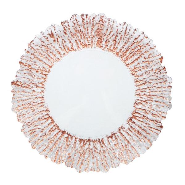 Buy cheap 13 Inch Flower Electroplated Round Glass Charger Plates Painted from wholesalers