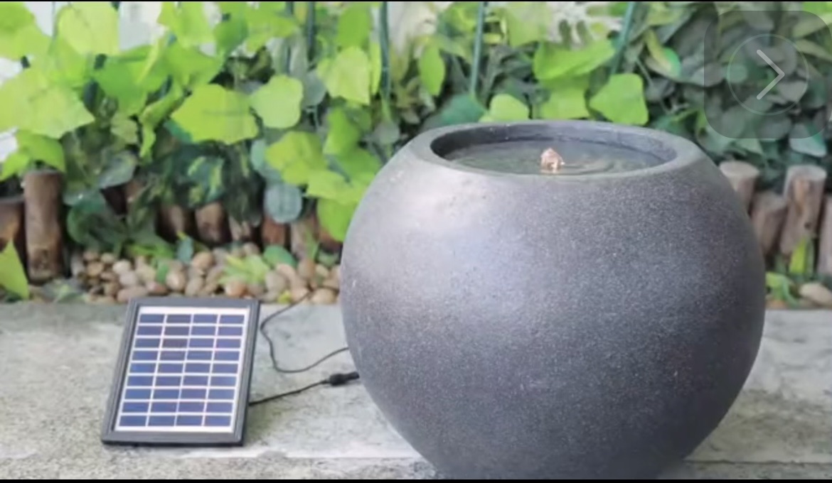 Garden Black Marble Ball Solar Water Pump Fountain with Low Pressure and Ball