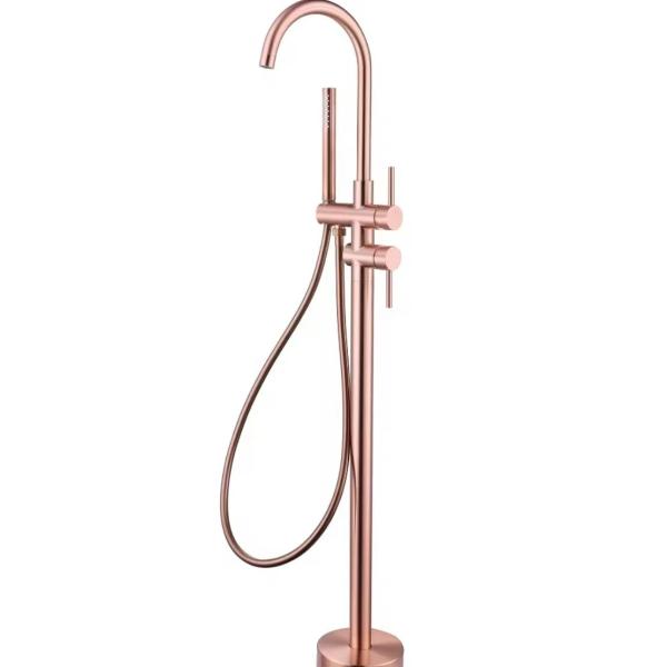 Buy cheap Brushed Rose Gold Copper Freestanding Tub Faucet Shower Mixer OEM from wholesalers
