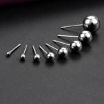 Wholesale New 316L Surgical Stainless Steel Round Ball Stud Earrings Assorted