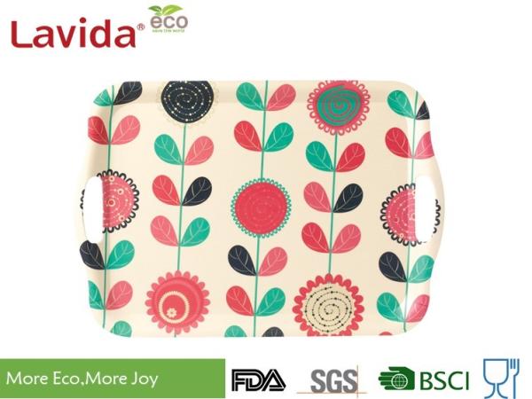 Best Selling Custom made Rectangular Biodegradable Bamboo Fiber Tray 3 pieces