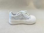 Heightening Sneakers PU White Leather Espadrilles With Pearl Flower