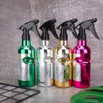500ml Pink/Yellow/Green/White Cylindrical Smooth Plastic Bottle With Black Spray