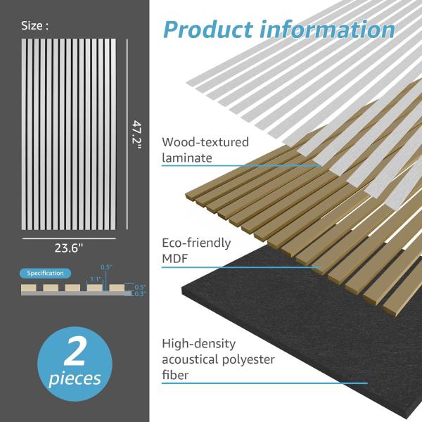 Buy cheap Silver 3D Fluted Sound Absorbing Panel With Wood Finish Wood Slat Acoustic Panels from wholesalers
