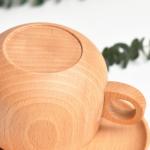 Beech Wooden Coffee Cup Water Cup Teacup Three Piece Solid Wood Cup With Handle