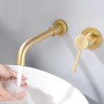 Brass Modern Wall Mounted Single Handle Basin Mixer Lever Handle