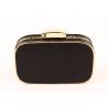 Buy cheap Elegant Black Satin Clutch Bag Metal Frame With Removable Metal Chain from wholesalers