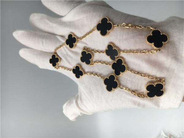 Buy cheap Vintage Style 10 Motifs 18K Gold Necklace With Onyx Van Cleef Arpels from wholesalers