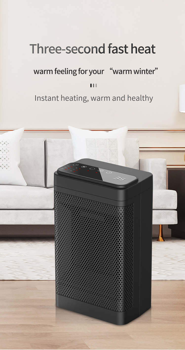 Fashion Bladeless PTC Metal Mesh Digital Touch Button Smart Remote Control Fan Heater