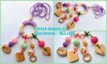 wood bead pacifier clip, non-toxic, baby shower gift, dummy holder, amigurumi