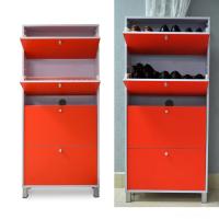 Buy cheap KD Packaging 23KG Red Wooden 4 drawers Mirrored Shoe Cabinet product