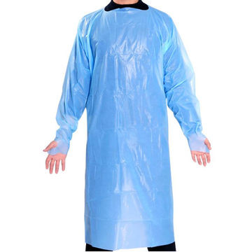 Disposable Hospital Cpe Blue Isolation Gown With Long Sleeves For Civil Usage