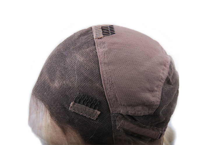 Hand - Tied Full Lace Blonde Human Hair Wigs / Brazilian Virgin Remy Hair