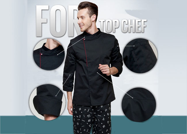 Long Sleeve Western Style Hotel Chef Uniform White Colour With Hand Roll Cuffs