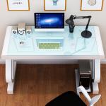 Customers Logo Office Home School Computer Desk with Tempered Glass