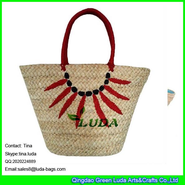 Buy cheap LUDA embroidery pattern handbag fashion big cornhusk straw bag 2013 from wholesalers