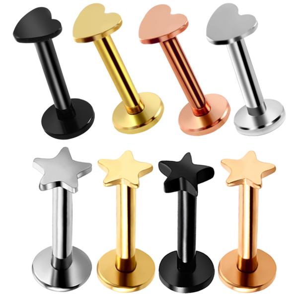 Buy cheap High quality gold plated star heart shaped lip labret stud piercing jewelry from wholesalers