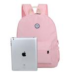 simple nylon pink backpack with laptop bags side water pockets
